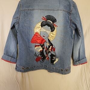 Vintage chicos Gisha Girl Asian  jacket sz2 Festive Artsy Comfy